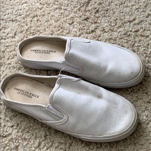 American eagle white slip on vans like shoes